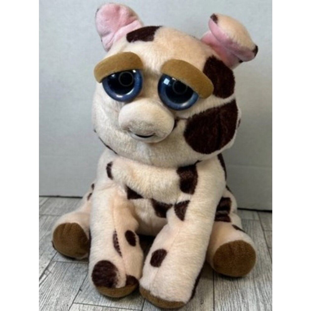 Feisty Pets Plush w/Growling Teeth Mort The Snort 10" Curly Tailed Spotted Pig